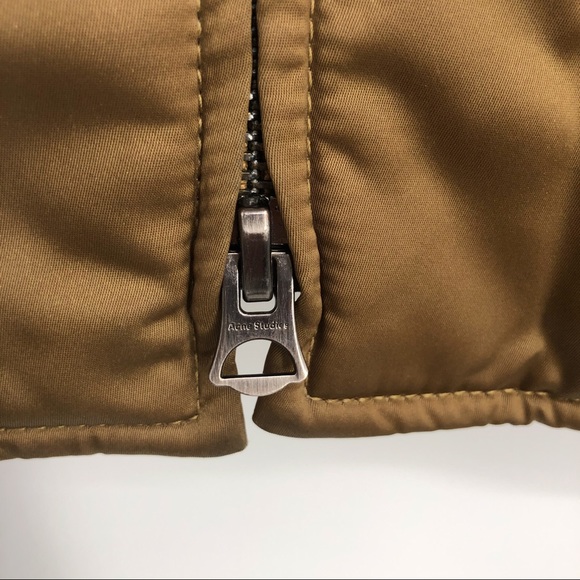 Acne Studios Men Mylon Matt Satin Bomber Jacket MA-1 Zip Up Brown Tan Size 48 - Picture 6 of 11